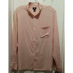 H&M‎ Linen Shirt Regular Fit Long Sleeve Button Down Casual Pink Size XL